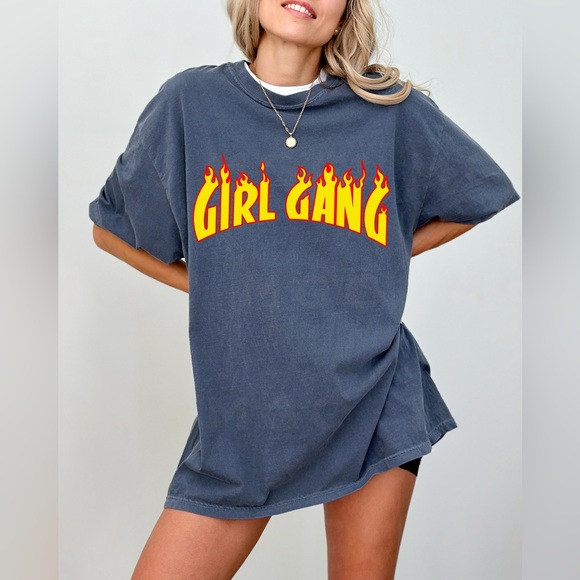 Comfort Colors Flaming Girl Gang Shirt - Picture 4 of 10